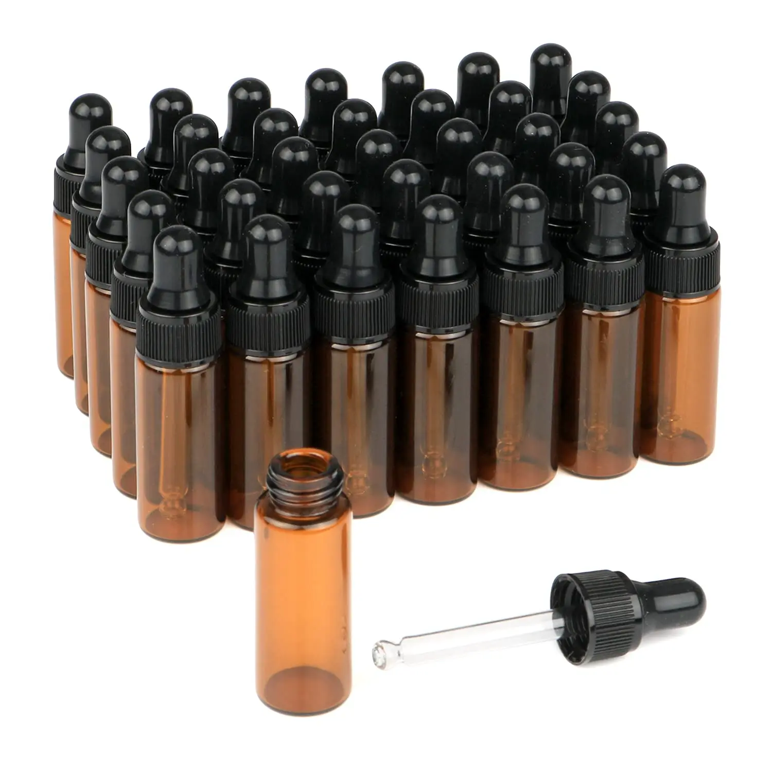 5ml Amber Glass Dropper Bottle,Empty Essential Oil Bottles Glass Vials with Glass Eye Dropper for DIY Aromatherapy