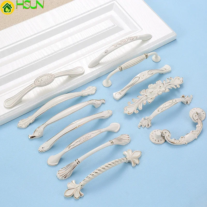 

2 шт., ручка цвета слоновой кости, ручка двери шкафа в европейском стиле, современная простая ручка для двери шкафа с выдвижным ящиком, розовая фурнитура