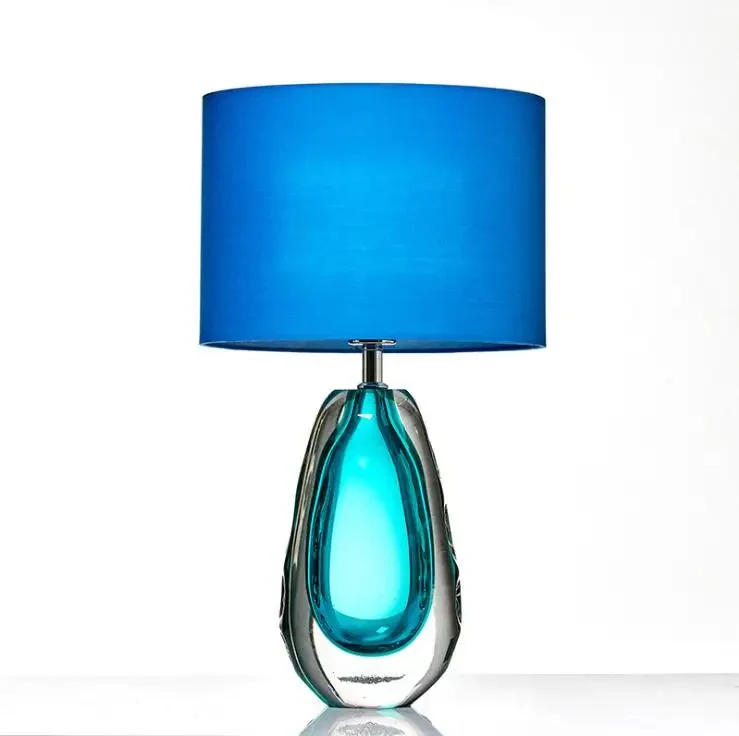 Modern Table Lamp Art Creative Murano Glass Blue color LED Luxury Decorative Bedside Lamp for Home Hotel