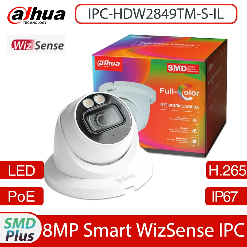 

Dahua IPC-HDW2849TM-S-IL 8MP Smart H.265 Dual Light IR 30M Fixed Eyeball WizSense Network Camera IP67 Built-in Mic Full-Color