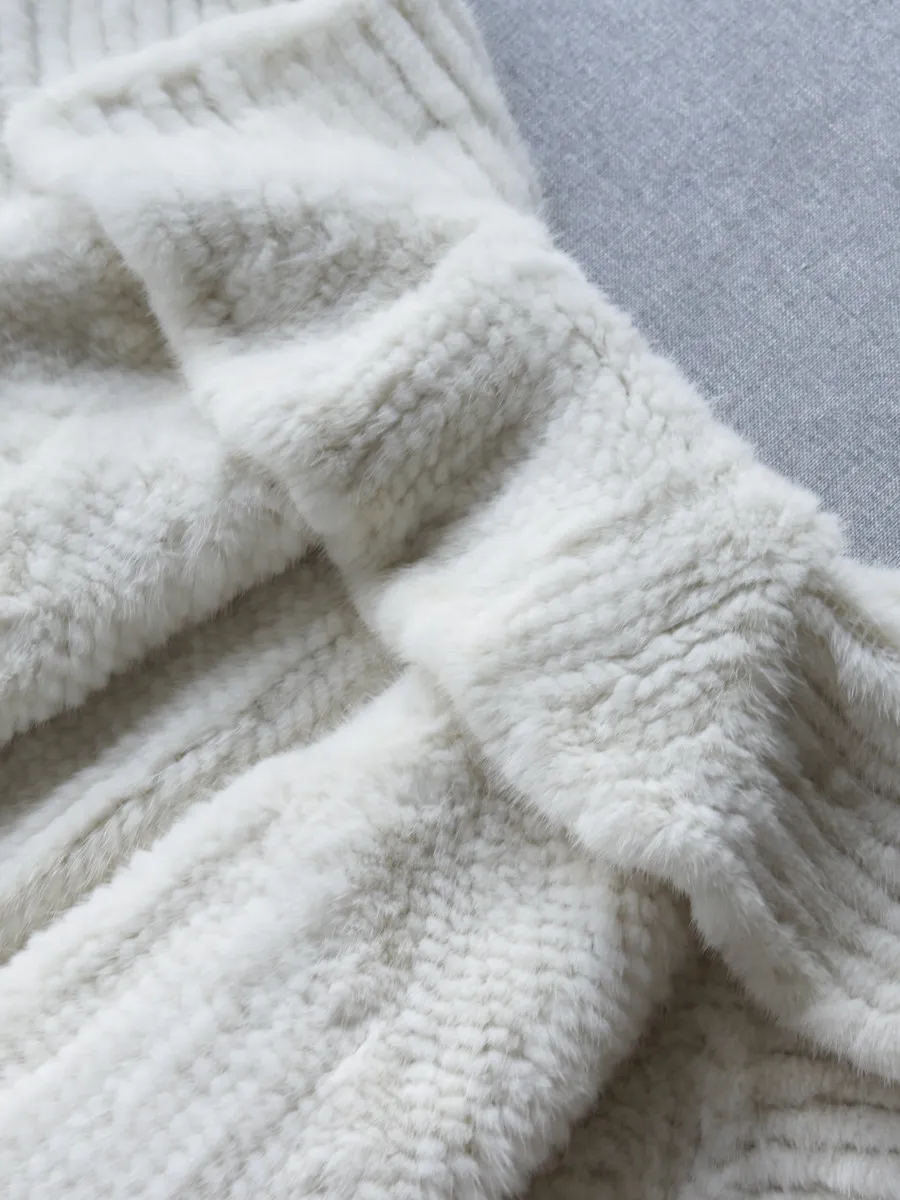 2025년 수입 밍크 양면 퍼 자켓, 젊은 감각의 네이비 칼라 가디건, 밍크 자켓 중장형