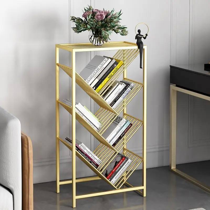 

Iron Light Luxury Multilayer Bookcase Storage Shelf Simple Storage Student Bookcase Tree Shaped Book Shelf Bookcases Furniture