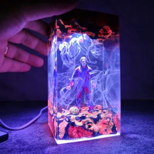 Creepy Nightmare Slasher Resin Lamp Figure Table Centerpiece Gothic Spooky Desk Decor For Horror Fans Adults Halloween Gift