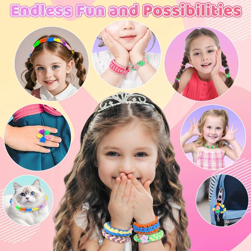 Crianças criativas diy tecelagem tear kit pulseira fazendo mão tecelagem ferramenta com cordas elásticas laços artesanal brinquedo presente de natal