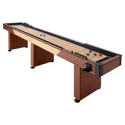 2026 12 Ft 2-in-1 Shuffleboard & Bowling Combo Table Rustic Wood Finish Scratch Resistant Gaming Modelpromote sales