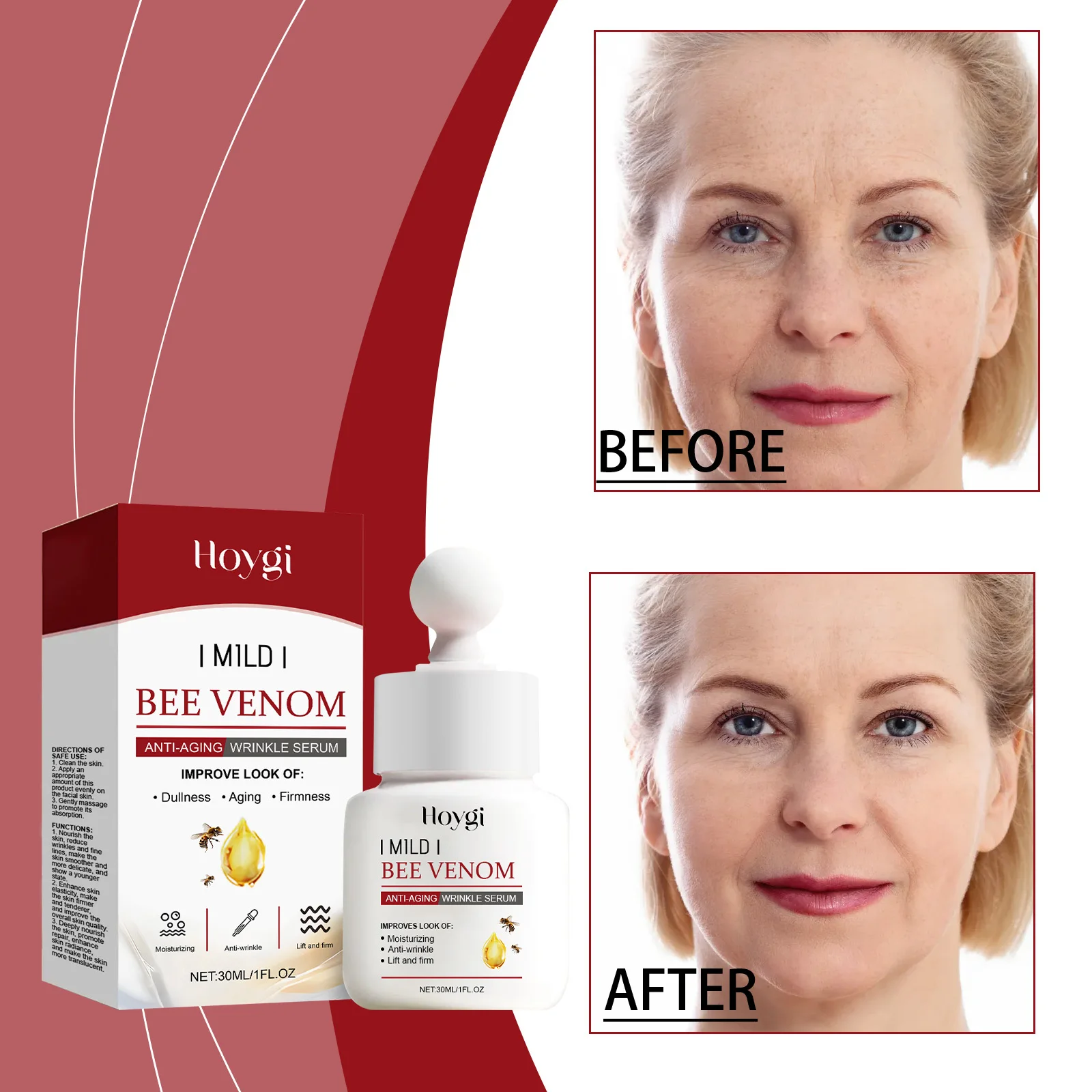 

Bee Venom Anti-Aging Wrinkle Serum – Firming, Moisturizing & Brightening Face Treatment for Fine Lines & Dullness | Cruelty-Free