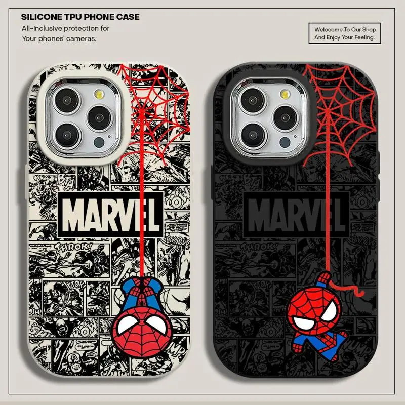 Marvel Cartoon Spider Man Phone Case for iPhone 15ProMax 14 Pro 12 11 13 Pro 12Pro 14 15Plus Silicone Luxury Cover