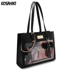 Vintage All Match Transparent Chain Underarm Bag Y2k Aesthetic Fashion Chic Ita Bags Casual Trendy Sweet Bow Shoulder Handbags