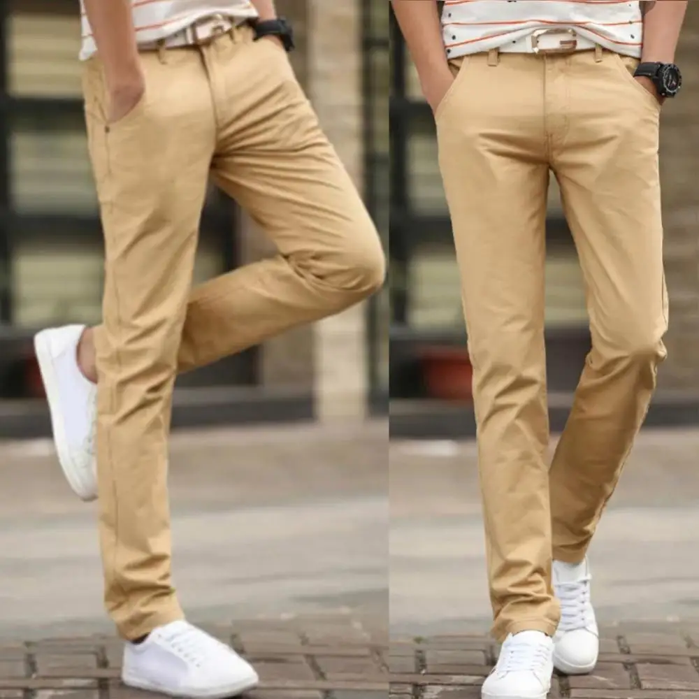 

Men Spring Autumn Long Pants Suit Pants Casual Solid Color Pockets Cotton Pants Male Elastic Straight Formal Trousers Plus Size