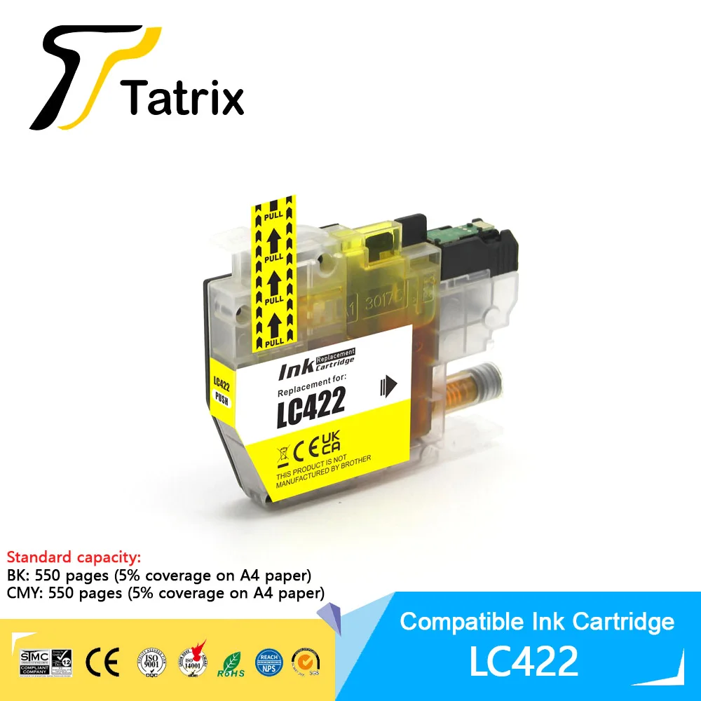 خرطوشة حبر متوافقة مع Tatrix ذات سعة قياسية LC422 لأخيه MFC-J5340DW MFC-J5345DW MFC-J5740DW MFC-J6540DW J6940DW