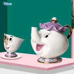 Disney Animation Beauty and the Beast Ceramic Gilded Teapot Mrs. Potts Chip Teacup Teapot Tabletop Ornament