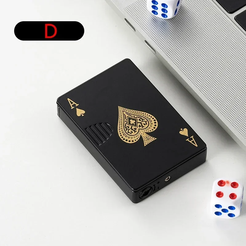 Unusual Torch Turbo Butane Gas Lighter, Metal Playing Cards Jet Lighter, Creative Windproof Outdoor Lighter, Funny Toys for Men