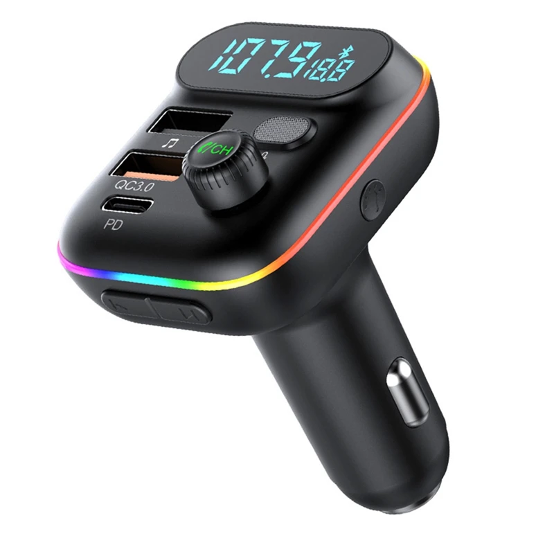 Car MP3 Player Bluetooth FM Transmitter Car Mobile Phone Charger PD20W/USB QC3.0 Fast Charge U Disk Music Player