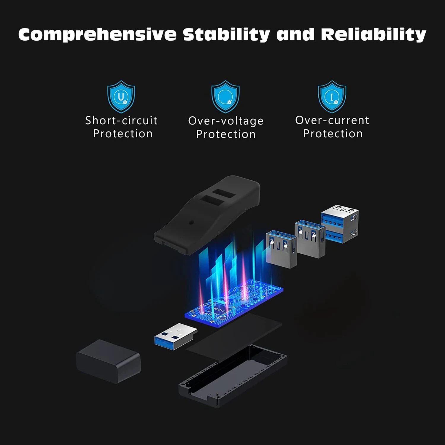 YDSC USB 3.0 HUB Adapter Extender Mini Splitter Box 4 Ports for PC Laptop Mobile Phone High Speed U Disk Reader