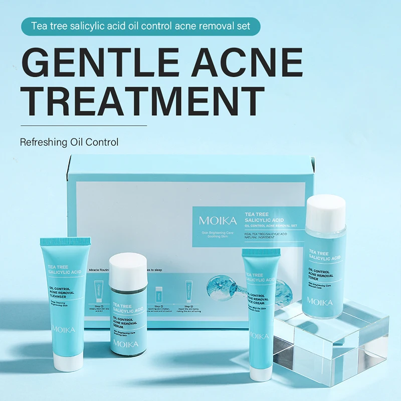 MOIKA Tea Tree Salicylic Acid Oil Control Acn-e Removal Set: Blackhead Reduction Face Smooth Repairing Skin Care Kit
