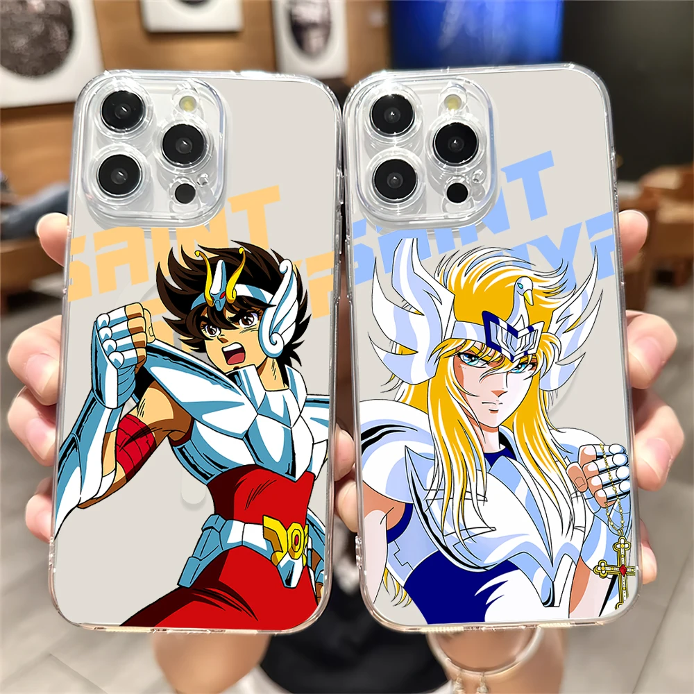 Anime S-Saint S-Seiya Phone Case for iPhone Plus 11 13 12 14 15 16 Pro Max Transparent Shell Magsafe Magnetic Wireless Cover