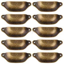 10Pcs Retro Metal Kitchen Drawer Cabinet Door Handle And Furniture Knobs Handware Cupboard Antique Brass Shell Pull Handles