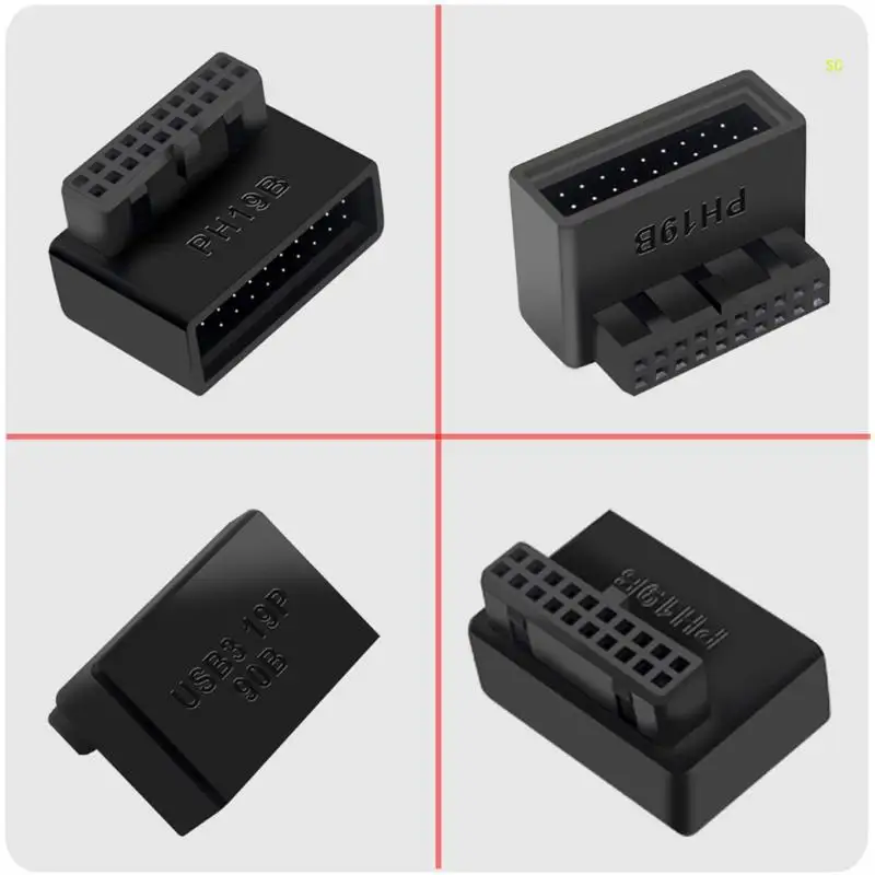 เมนบอร์ดเดสก์ท็อป Usb3.0 19pin / 20pin, ข้อศอก 90 องศาสำหรับคอมพิวเตอร์ Dropshipping
