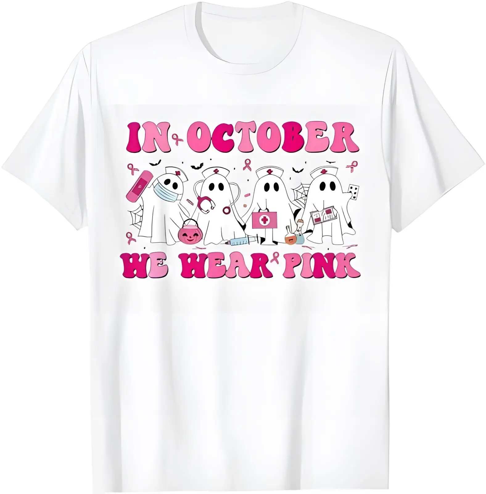 A T-shirt with a PINK pattern printed on it (which we wear in October)