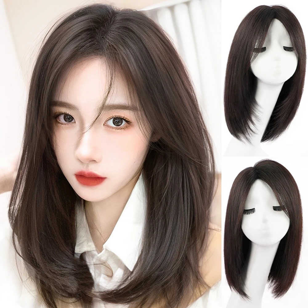 

Bob Wigs for Women Short Straight Wig with No Bangs real human hair Wig with Middle Part for Daily or Party