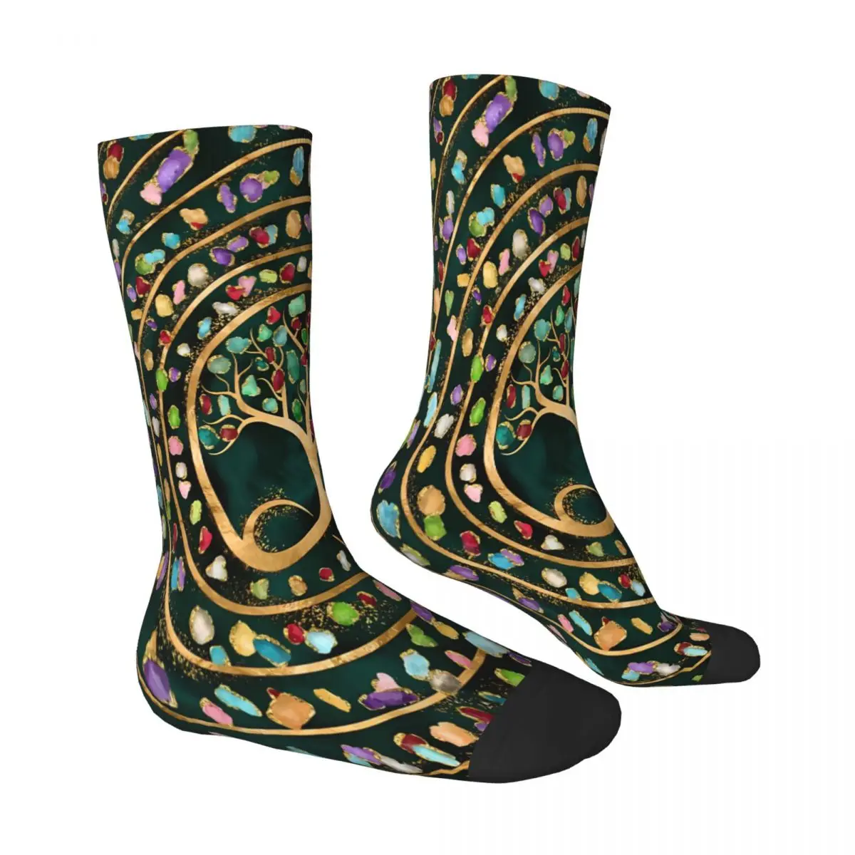 Colorful Geodes Viking Tree of Life Yggdrasil Infinity Spiral Socks Male Mens Women Spring Stockings Polyester