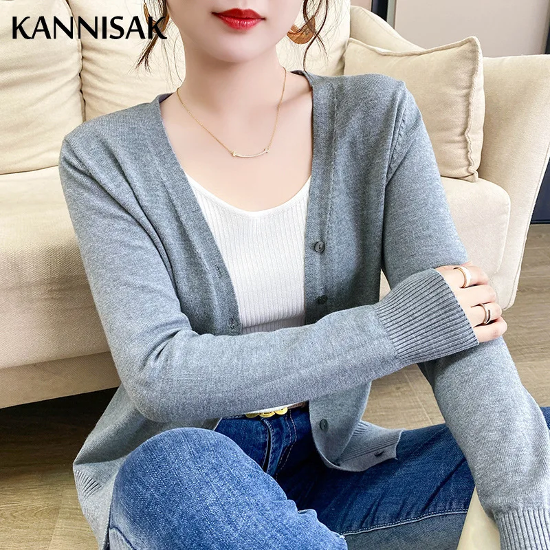 Spring Autumn Women Cardigans Loose Solid Single Breasted V-neck Pink Red Sweaters Fashion Korean Cardigan Jumpers Knitwear 2024