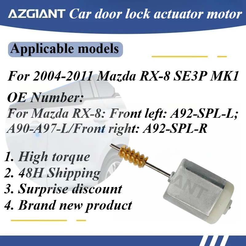 

AZGIANT For 2004-2011 Mazda RX-8 SE3P MK1 Car door lock actuator motor High quality copper carbon brush replacement parts OEM
