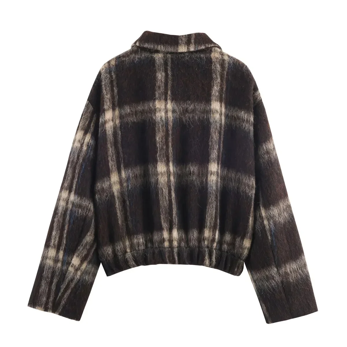 خريف 2026 نمط الشارع الراحة المرأة عادية فضفاضة تناسب منقوشة طويلة الأكمام بدوره إلى أسفل طوق زر واحد سترة ملابس خارجية