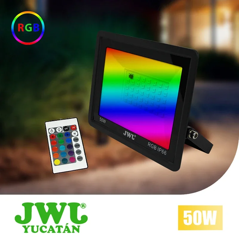 JWJ LED RGB Floodlight Color-changing Floodlight IP66 waterproof remote control 10W 20W 30W 50W outdoor garden atmosphere light