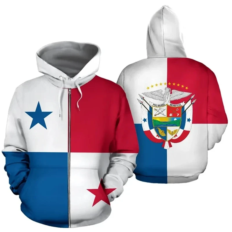 

Panama Flag Map 3D Printed Zip Up Hoodies For Men Clothes National Emblem Hoody Tracksuit Fashion Boy Zipper Hoodie Women Tops