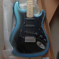 Customized Blue Electric Guitar With 6-string Solid Body Made Of Rosewood Mahogany Body And Maple Neck Free Shipping