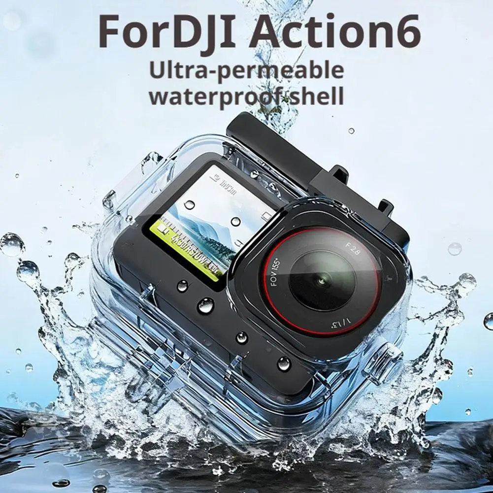 حافظة مقاومة للماء 70 متر لـ dji Action 6 غطاء مبيت للغوص تحت الماء ملحقات الكاميرا الواقية O3P1