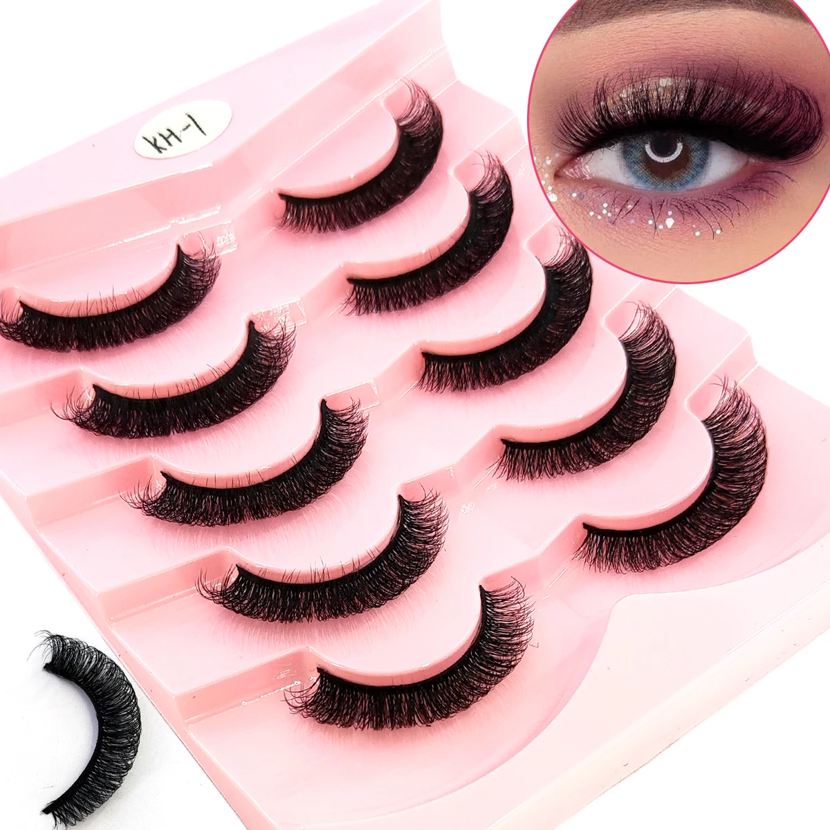 5/7ペアのナチュラルロング3D人工ミンクつけまつげつけまつげメイクアップミンクつけまつげエクステつけまつげショートアイラッシュ