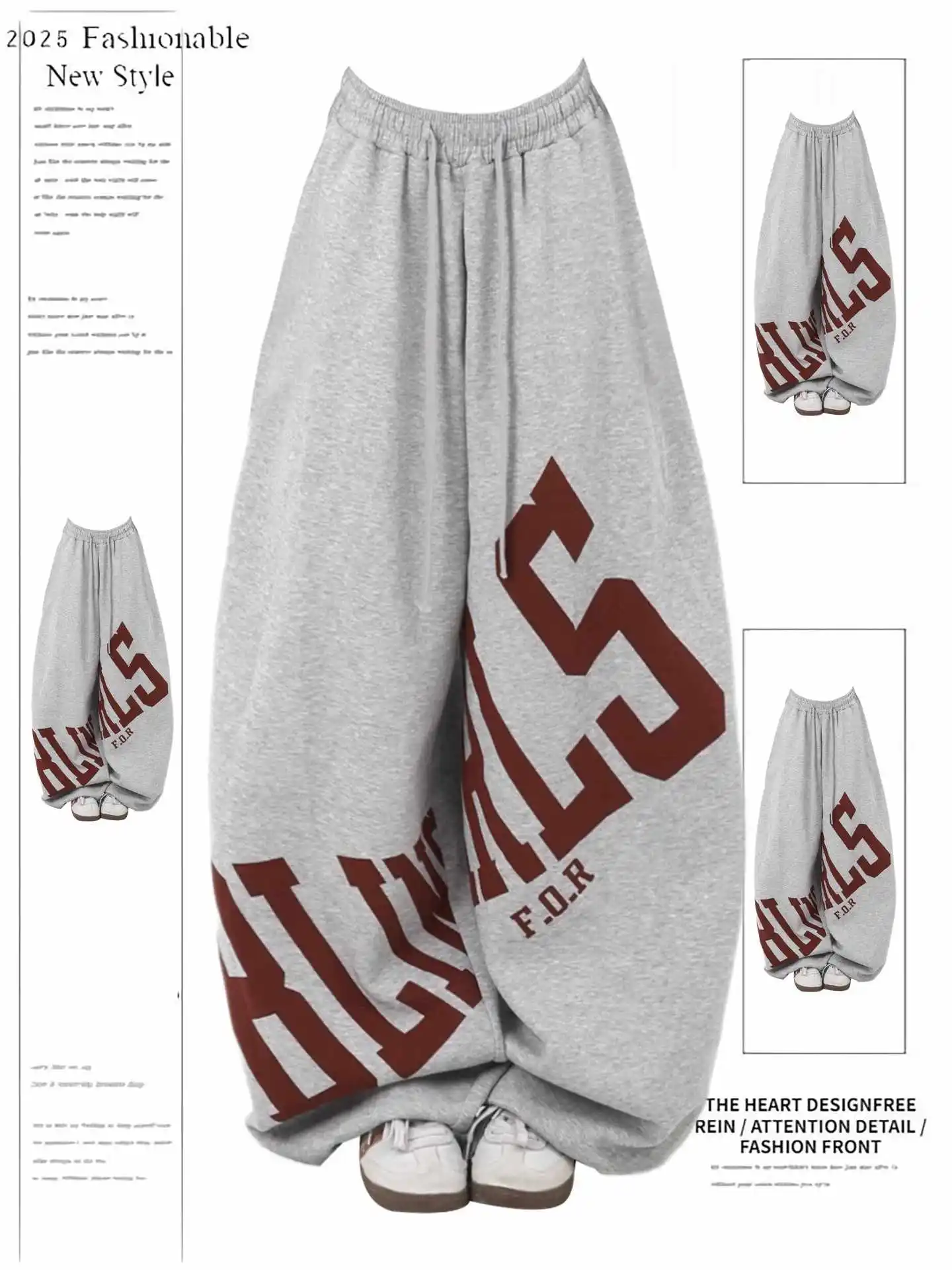 Frauen Amerikanische Retro Jogger Baggy Hosen Lange Hosen Breite Fit Hosen Elastische Taille Y2k Harajuku Kordelzug Hosen Japanischen