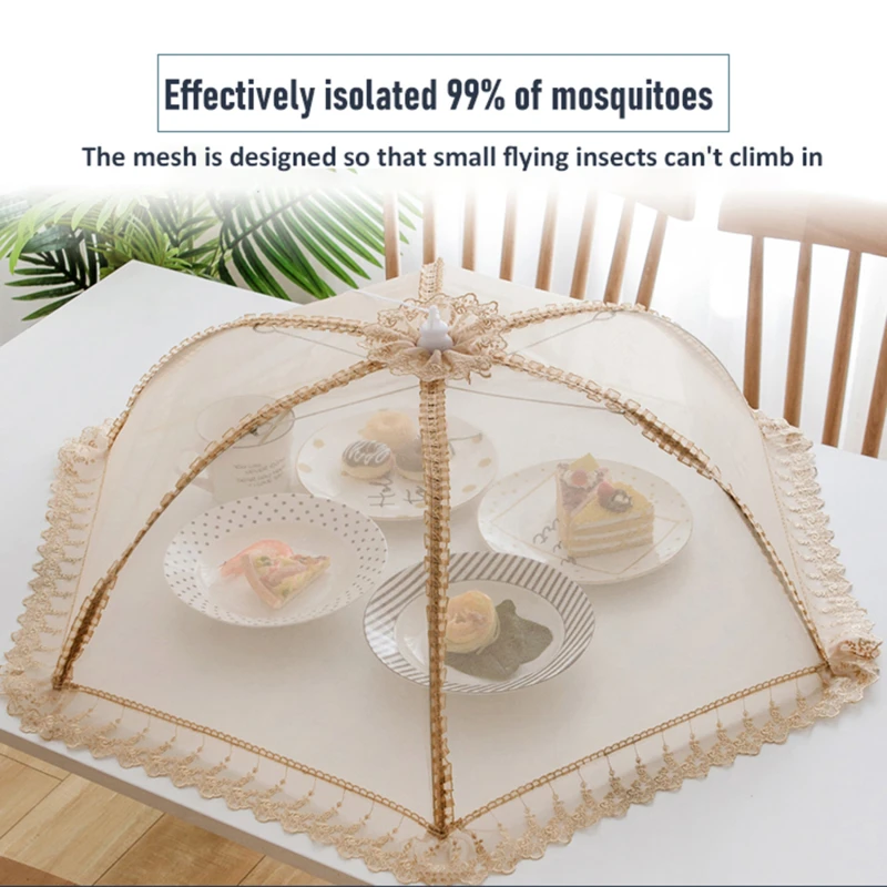 Portable Umbrella Style Food Covers Anti Fly Mosquito Meal Cover Lace Table Large Table Cover Home Gadgets Accessories