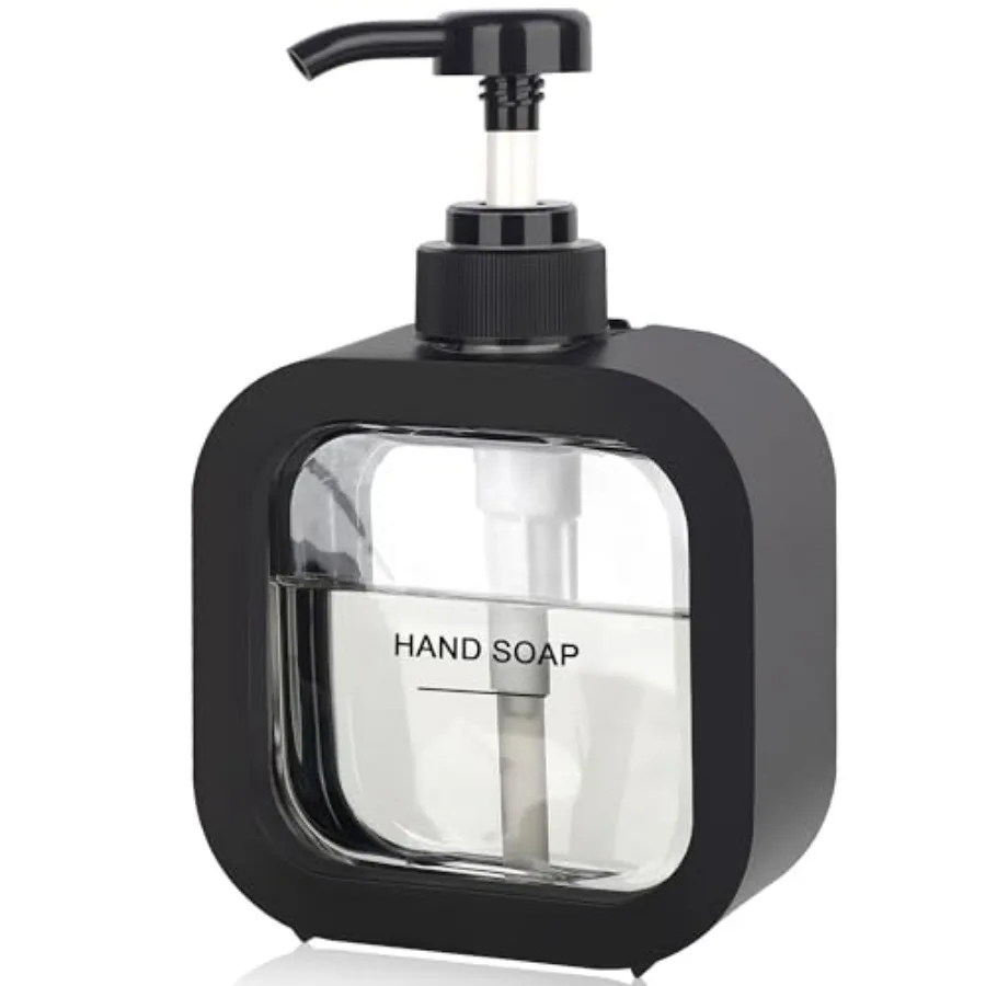 

Hand and Dish Soap Dispenser - Modern Plastic Pump with Labels