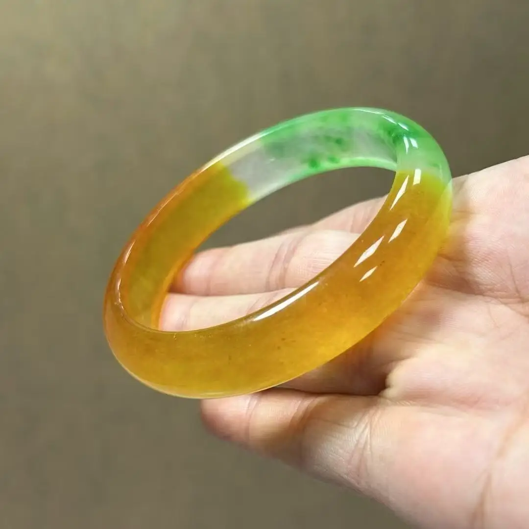 Natural Wholesale High Quality Yellow and Green Jade Bangle Stone Lucky Auspicious Jade Bangles