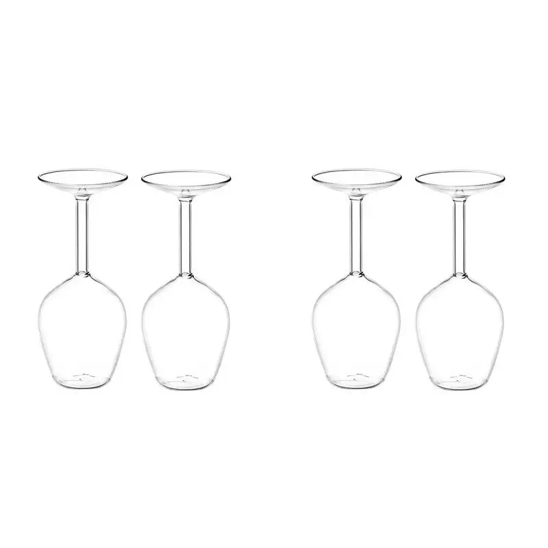 

【COMELY】14Fl Oz Upside Down Cocktail Glass Upside Down Martini Glass Wine Glass Unique Fun Upside Down Wine Glass Inverted 4Pcs