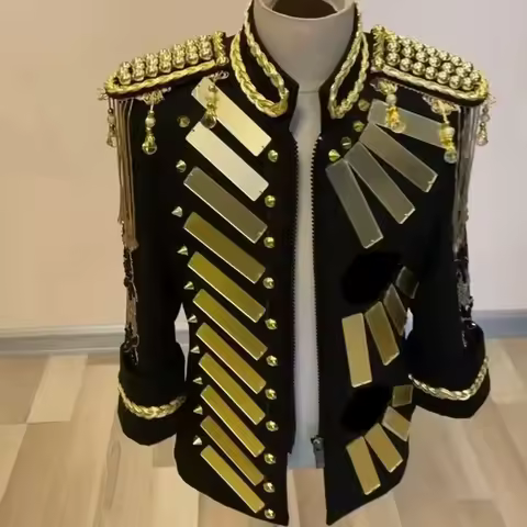 Fashion Cool Men's Banquet Chorus Formal Dress Royal Style Performance Jacket Club Host Singer DJ Stage Coat