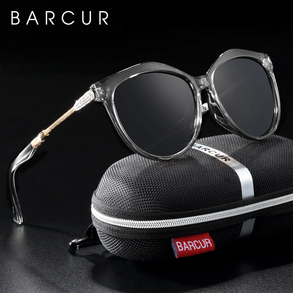 BARCUR Polarized Cat Eye Sunglasses Women Gradient Round Sun glasses for Women oculos lunette de soleil femme