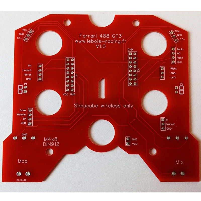 PCB Developpement board for Simucube wireless emitter compatible with SRT Button Plate and Sim Racing Steering Wheel