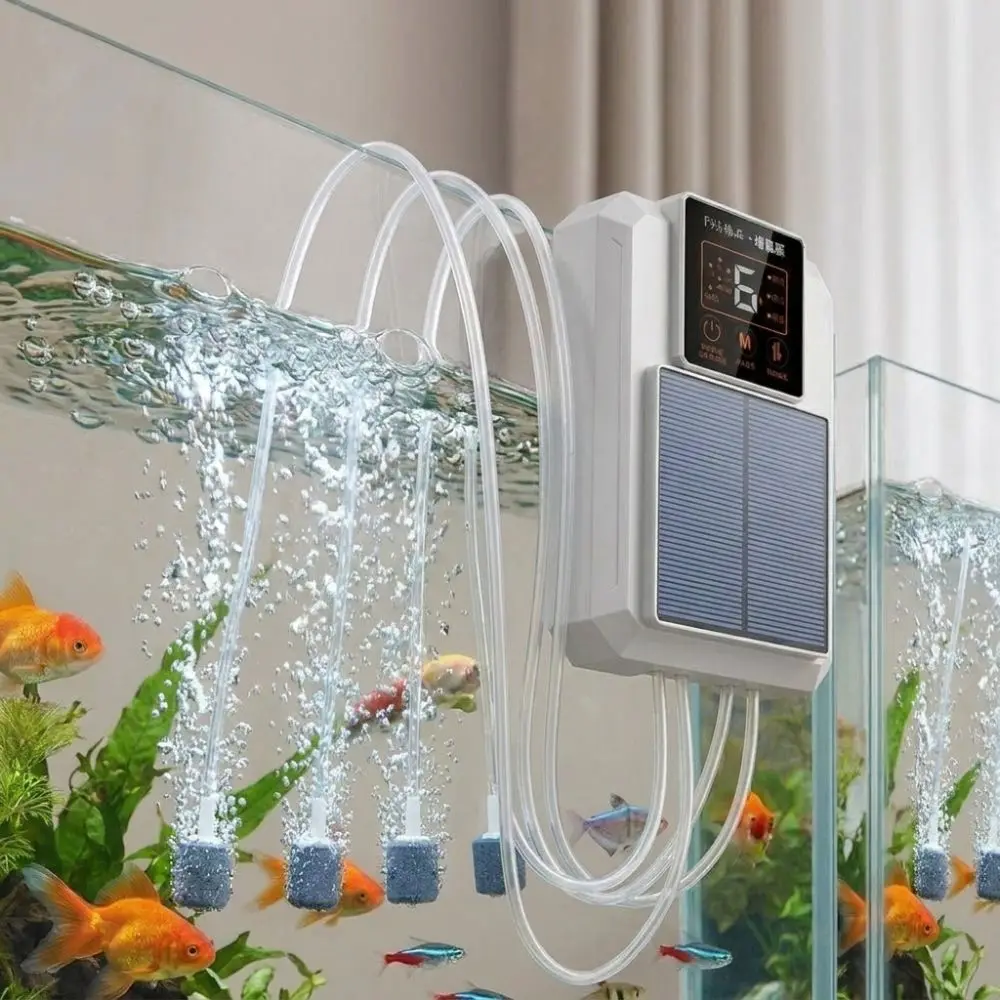 Super Silent Solar Oxygen Pump Large Air Volume USB Rechargeable Fishing Oxygen Pump Energy Efficient Real-time Power Display