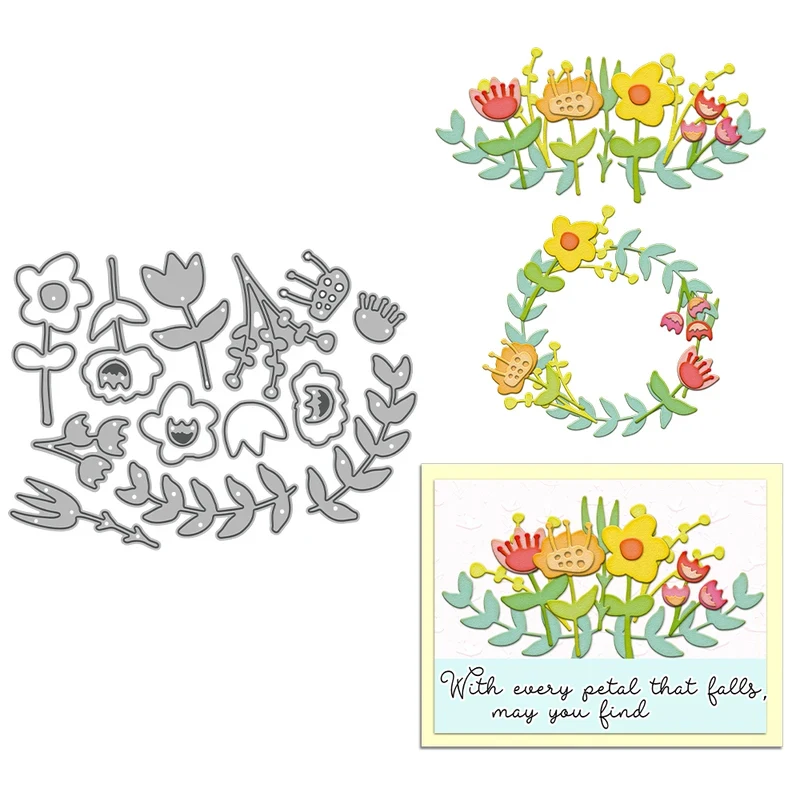 

Floral Wreath Cutting Dies DIY Scrapbooking Supplies Metal Dies Knife Mold For Card Making Albums Crafts Decor