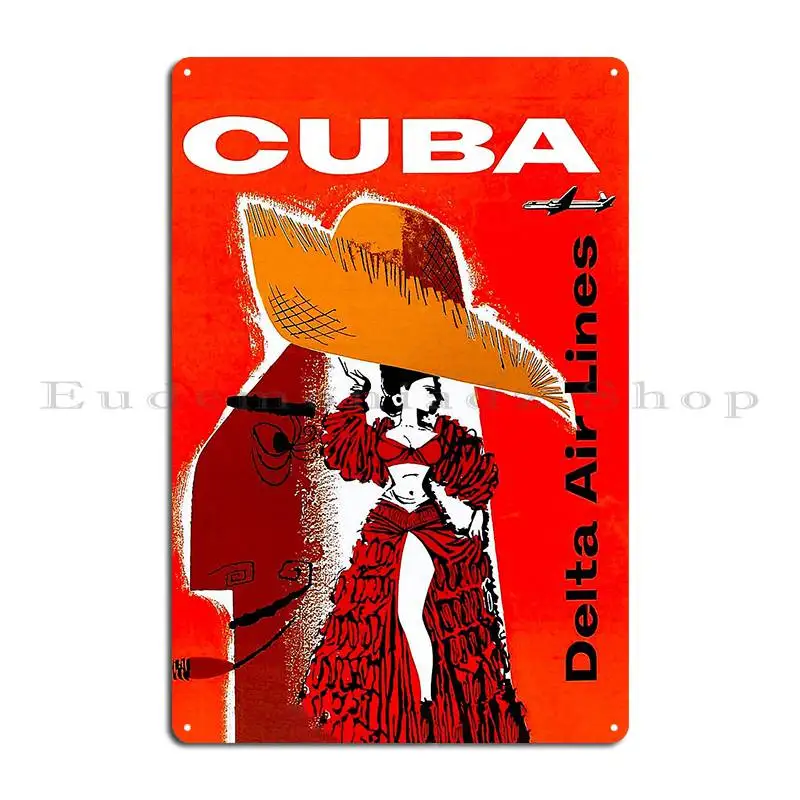 Delta Air Lines Fly To Cuba Advertising Print Metal Sign Plaques Poster Custom Printing Cave Wall Cave Tin Sign Poster