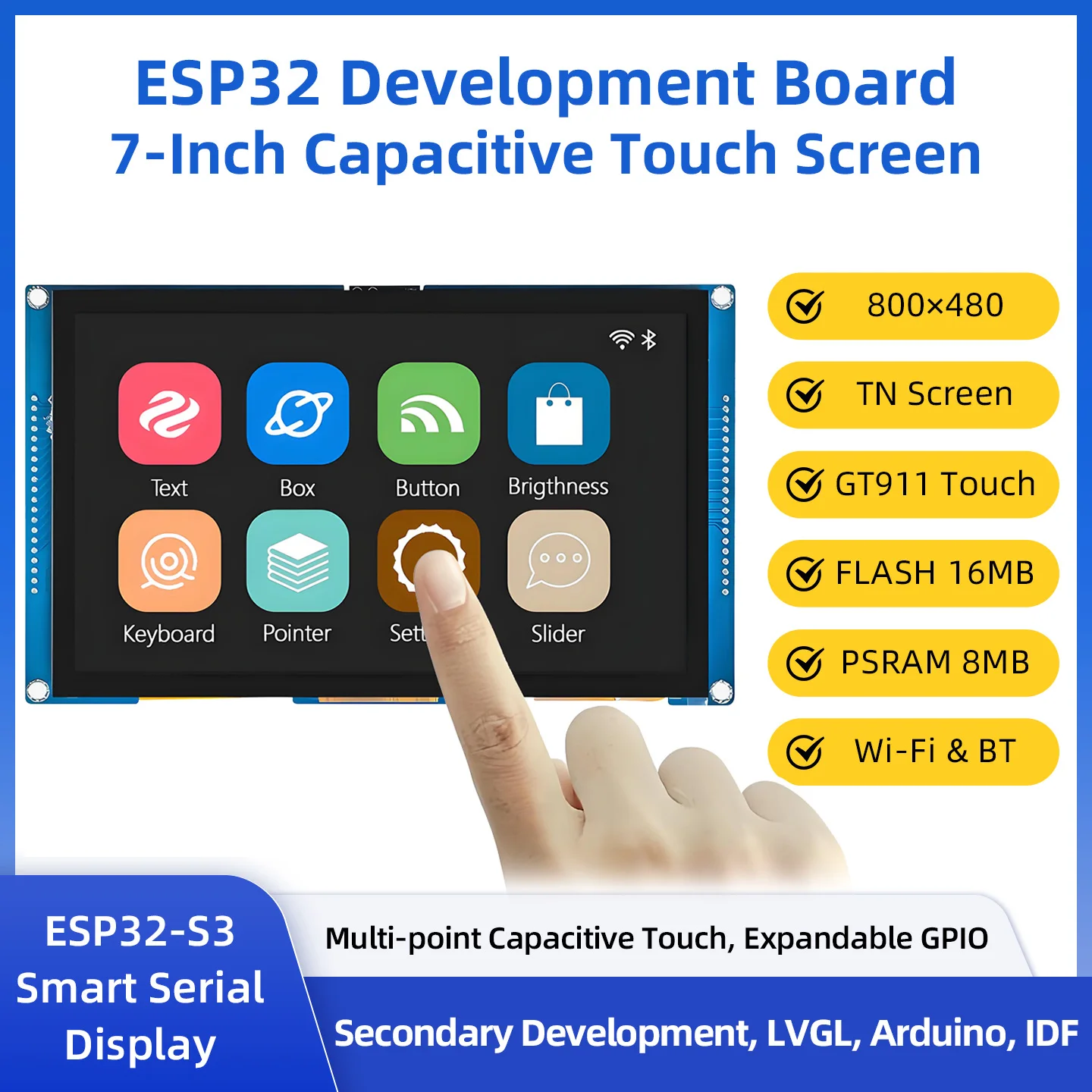 esp32-s3-7-inch-800-480-capacitive-touch-screen-8mb-psram-16m-flash-240-mhz-development-board-for-hmi-lvgl-ui-wifi-bluetooth