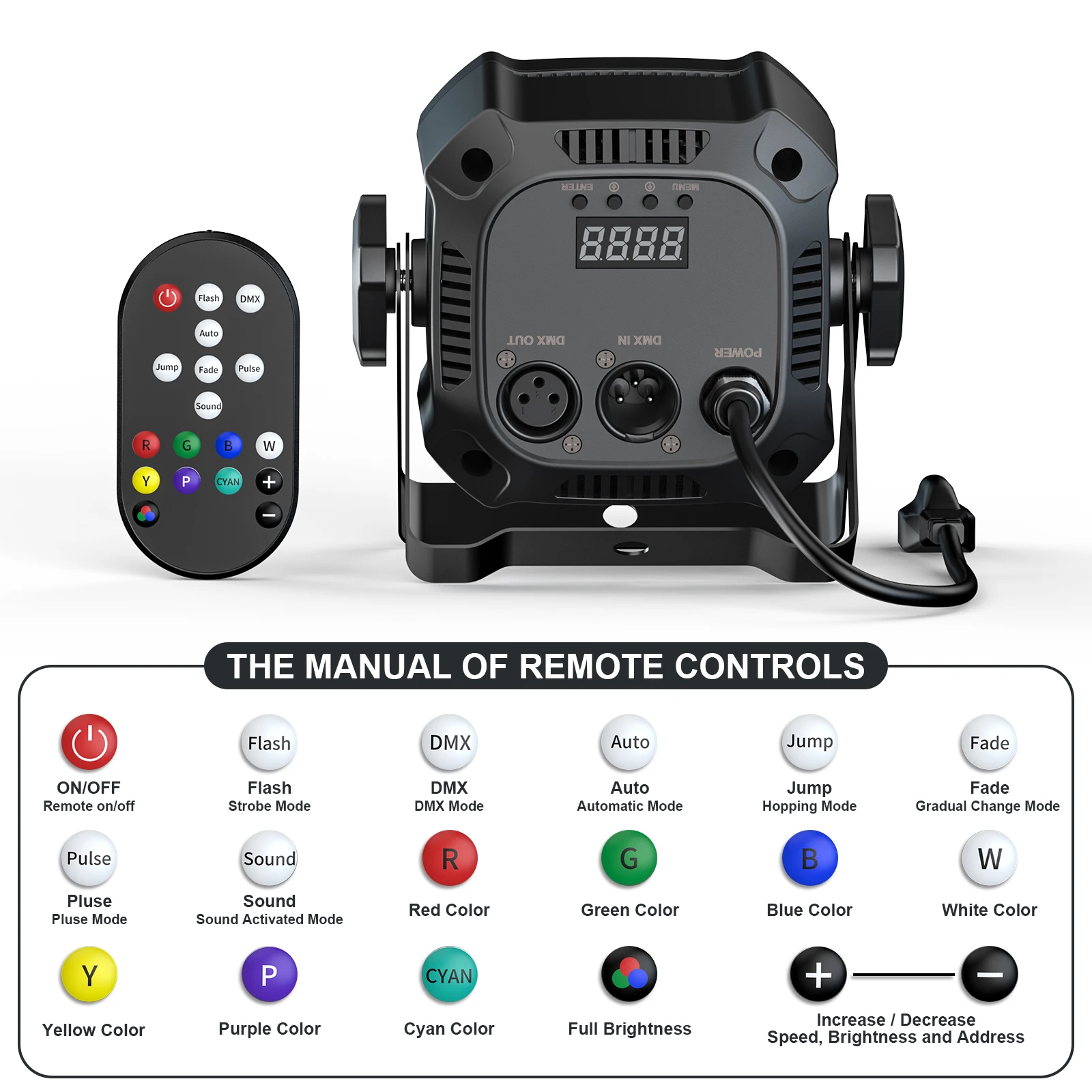 Yiflamefly 4Pcs 30W Par Lights 4x8W LED RGBWYP+CYAN DJ Light Remote & DMX Controlled Stage Light For Wedding Party Club Disco