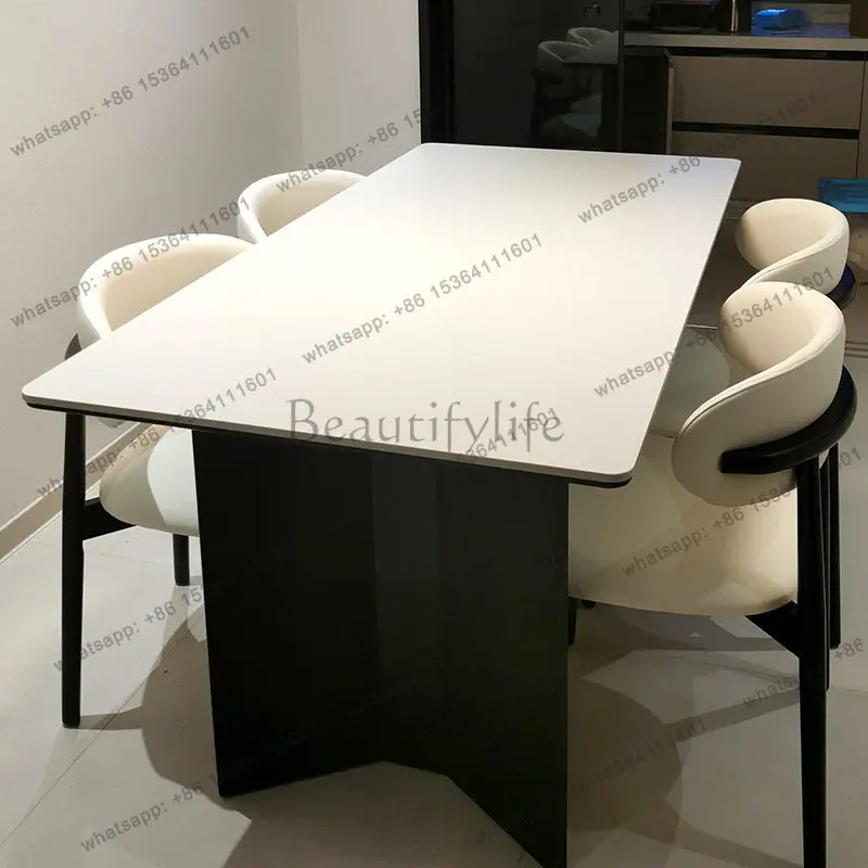 LJY Kitchen Chairs Dining Table Modern Space Saving Nordic Conference Dining Table Wood Restaurant Muebles Living Room Furniture