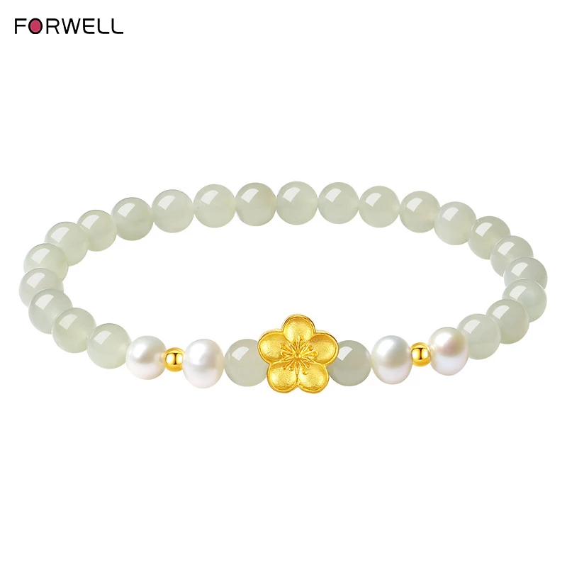 

FORWELL Высококачественный женский браслет с бусинами на удачу из нефрита Хэтянь, натуральный жемчуг, дизайнерские украшения, подарок на день Святого Валентина