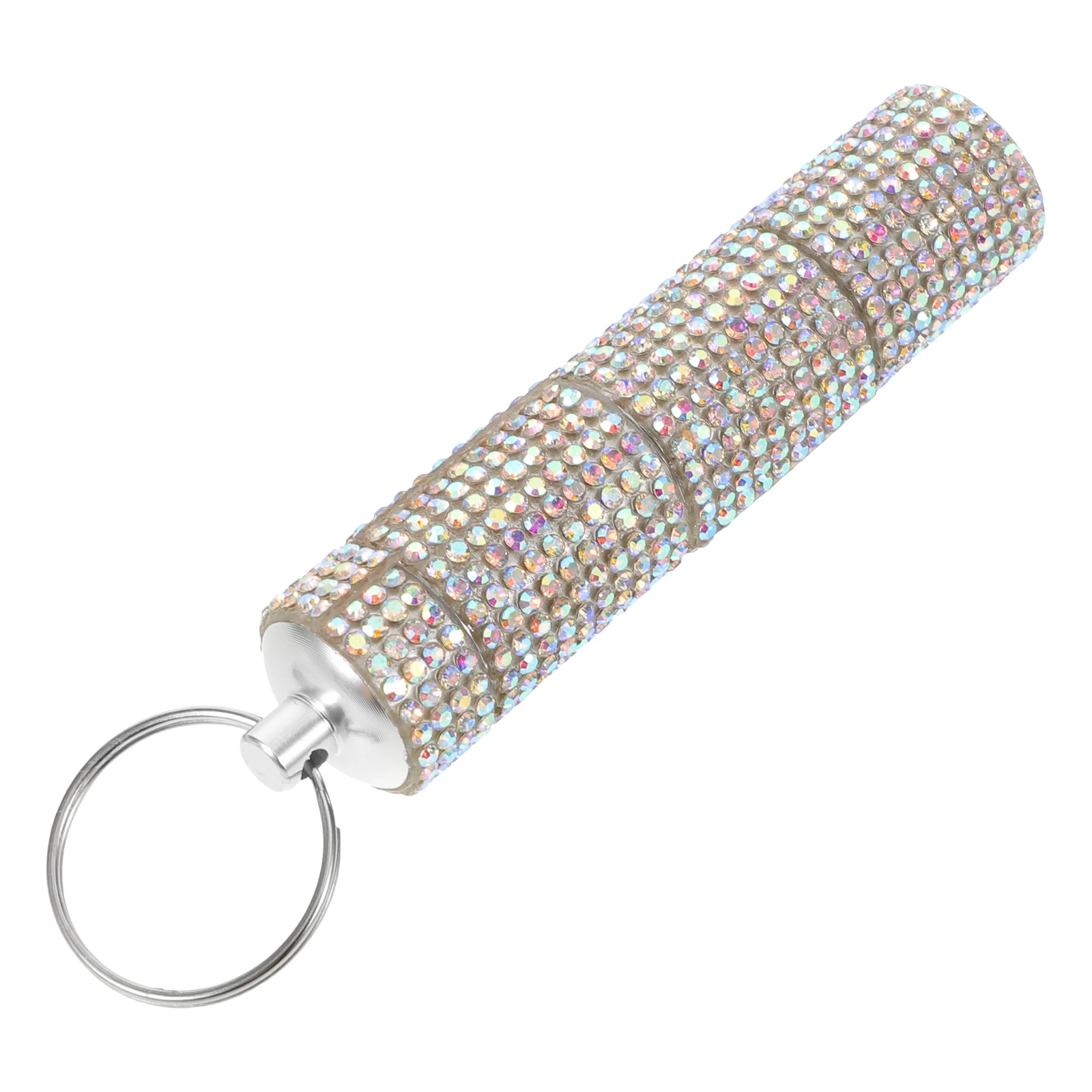 

Key Holder Diamond-in Pill Bottle Holding Keychain Mini Pills Organizer Metal Keychains Travel Case Silver Medicine