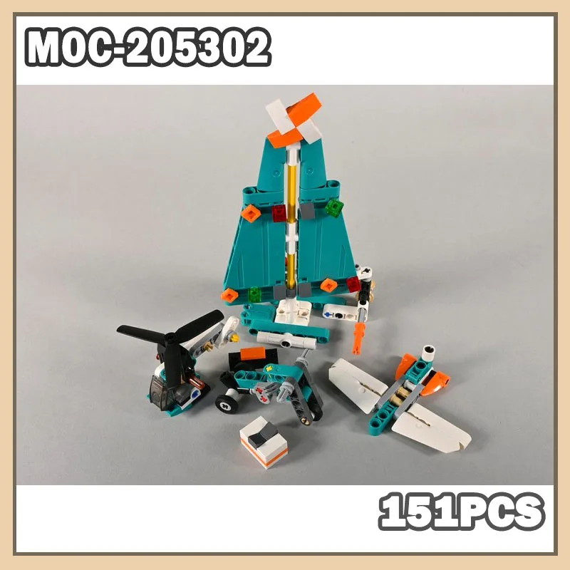 

MOC-205302 Рождественская елка, модель строительного блока, новые креативные подарки, маленькие блоки, расширяющие технические блоки гоночного самолета, 151 шт.